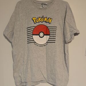 Pokemon Gray T-Shirt with Red and Black Design